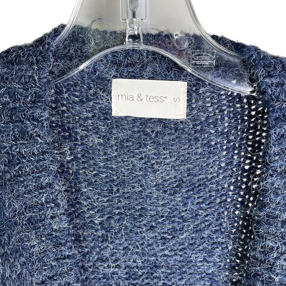 Mia & Tess Cardigan Sweater Womens S Slate Blue Knit Long Sleeve Open Front Cozy - Picture 2 of 9